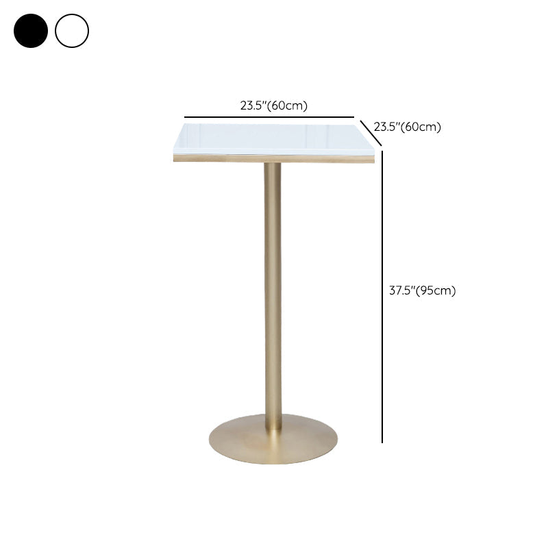 Bartisch aus massivem Holz, Gold- und Metallbasis, Bartisch für Küche, Wohnzimmer, Kaffeezimmer