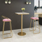 Glam Bar Dining Table Pedestal White Bistro Bar Table with Metal Base 21.7"L x 21.7"W x 41.3"H White-Gray Square Clearhalo 'Bar Furniture' 'Bar Tables' 'bar_tables' 'furn' 'furn_bar_tables' 'Furniture' 'Kitchen & Dining Furniture' 6162395