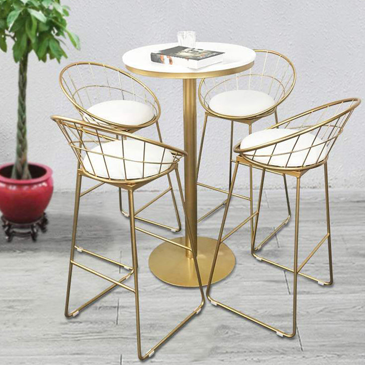Glam Bar Dining Table Pedestal White Bistro Bar Table with Metal Base 23.6"L x 23.6"W x 41.3"H White Round Clearhalo 'Bar Furniture' 'Bar Tables' 'bar_tables' 'furn' 'furn_bar_tables' 'Furniture' 'Kitchen & Dining Furniture' 6162397