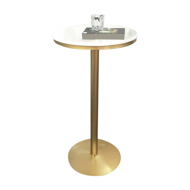 Glam Bar Dining Table Pedestal White Bistro Bar Table with Metal Base White Round Clearhalo 'Bar Furniture' 'Bar Tables' 'bar_tables' 'furn' 'furn_bar_tables' 'Furniture' 'Kitchen & Dining Furniture' 6162398
