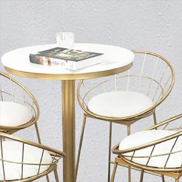 Glam Bar Dining Table Pedestal White Bistro Bar Table with Metal Base Clearhalo 'Bar Furniture' 'Bar Tables' 'bar_tables' 'furn' 'furn_bar_tables' 'Furniture' 'Kitchen & Dining Furniture' 6162399