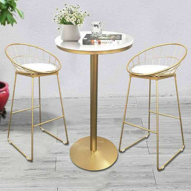 Glam Bar Dining Table Pedestal White Bistro Bar Table with Metal Base Clearhalo 'Bar Furniture' 'Bar Tables' 'bar_tables' 'furn' 'furn_bar_tables' 'Furniture' 'Kitchen & Dining Furniture' 6162404