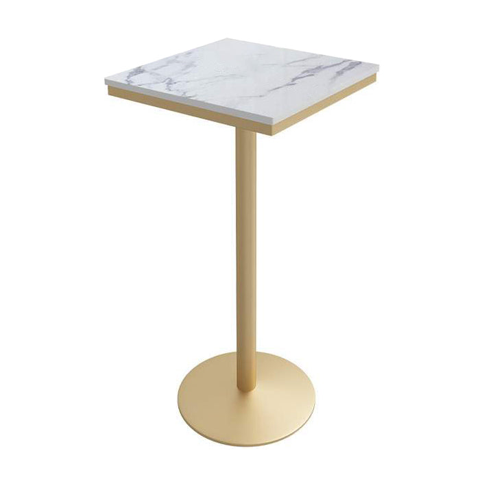 Glam Bar Dining Table Pedestal White Bistro Bar Table with Metal Base White-Gray Square Clearhalo 'Bar Furniture' 'Bar Tables' 'bar_tables' 'furn' 'furn_bar_tables' 'Furniture' 'Kitchen & Dining Furniture' 6162407