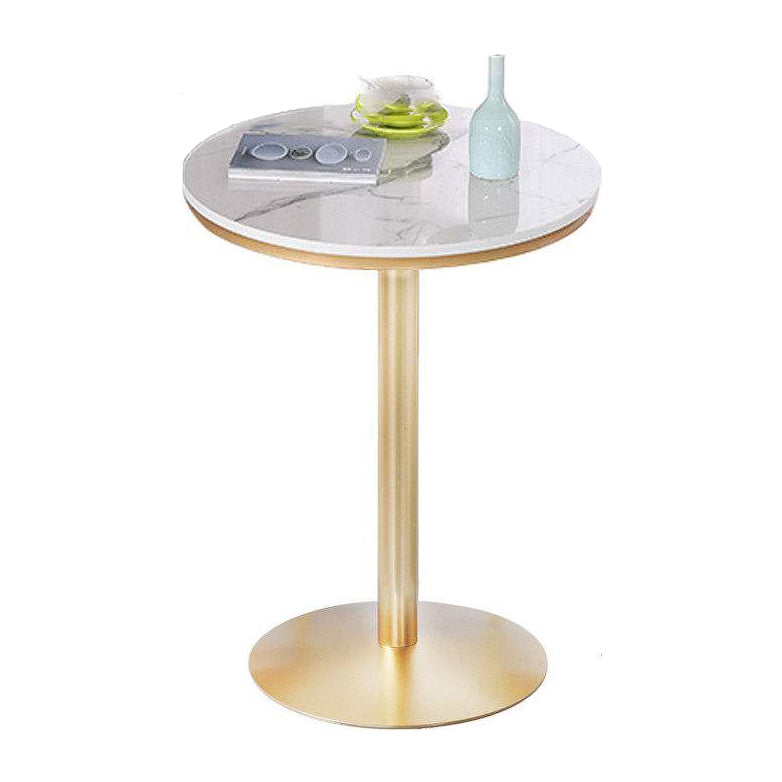 Glam Bar Dining Table Pedestal White Bistro Bar Table with Metal Base White-Gray Round Clearhalo 'Bar Furniture' 'Bar Tables' 'bar_tables' 'furn' 'furn_bar_tables' 'Furniture' 'Kitchen & Dining Furniture' 6162408