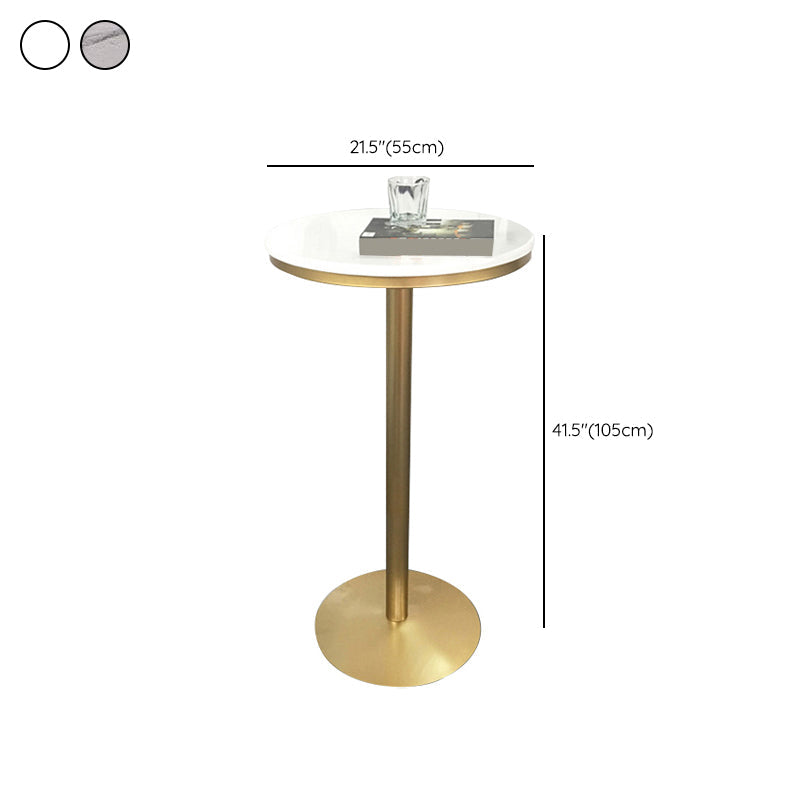 Glam Bar Dining Table Pedestal White Bistro Bar Table with Metal Base Clearhalo 'Bar Furniture' 'Bar Tables' 'bar_tables' 'furn' 'furn_bar_tables' 'Furniture' 'Kitchen & Dining Furniture' 6162412