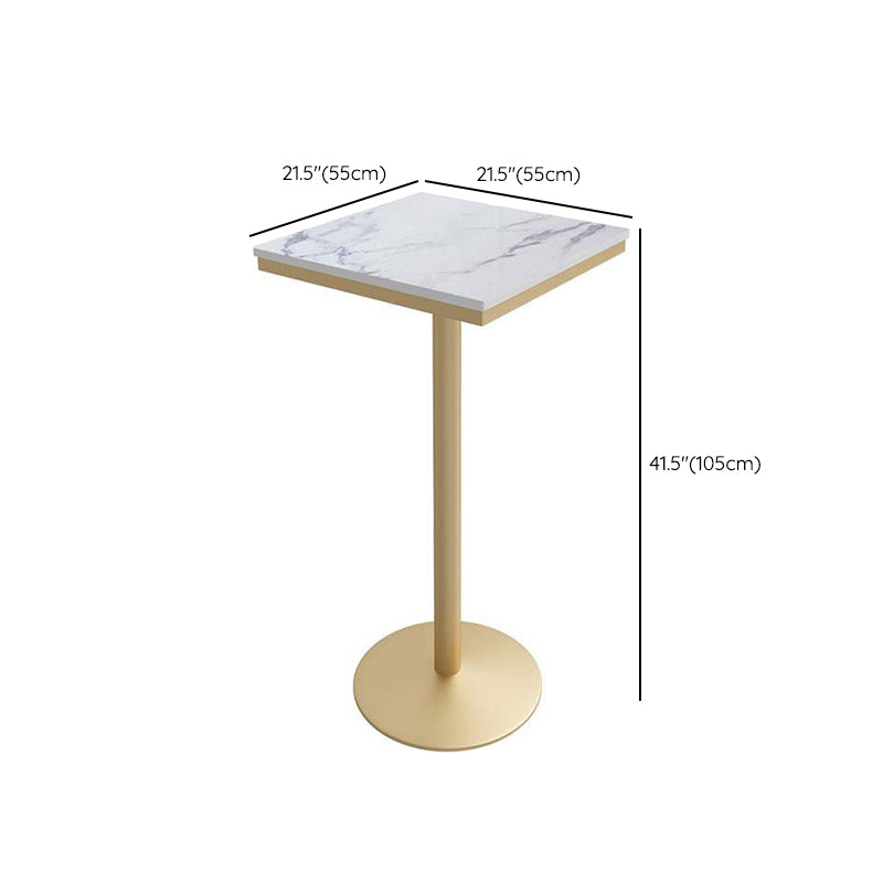 Glam Bar Dining Table Pedestal White Bistro Bar Table with Metal Base Clearhalo 'Bar Furniture' 'Bar Tables' 'bar_tables' 'furn' 'furn_bar_tables' 'Furniture' 'Kitchen & Dining Furniture' 6162416