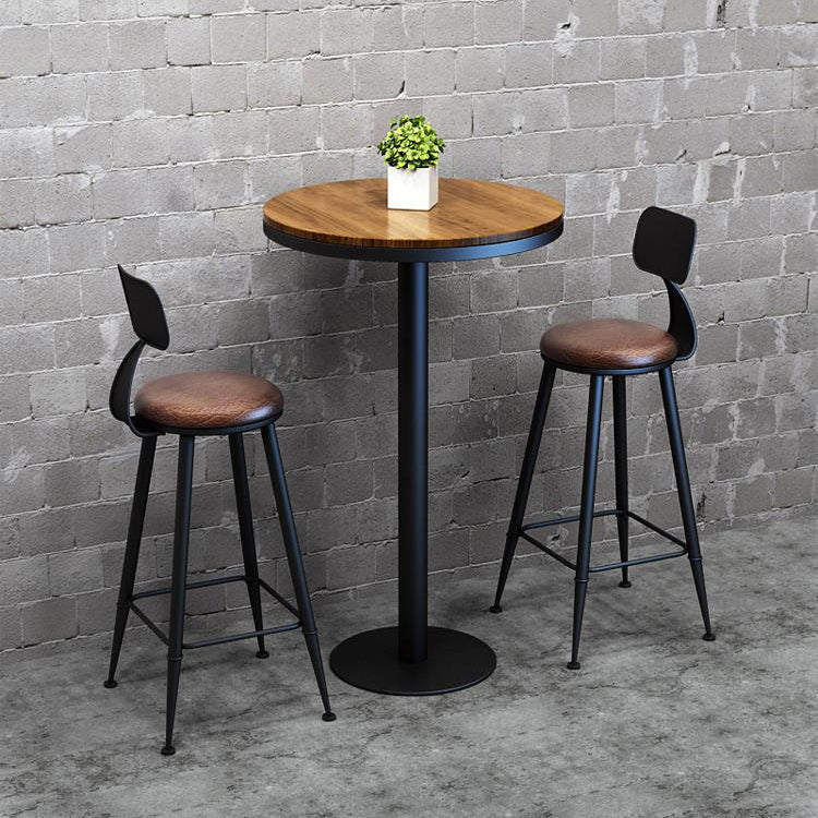 Industrial Solid Wood Bar Table Black and Metal Base Bar Table Clearhalo 'Bar Furniture' 'Bar Tables' 'bar_tables' 'furn' 'furn_bar_tables' 'Furniture' 'Kitchen & Dining Furniture' 6162420