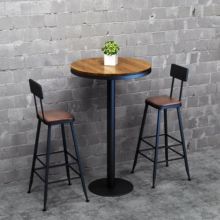 Industrial Solid Wood Bar Table Black and Metal Base Bar Table Clearhalo 'Bar Furniture' 'Bar Tables' 'bar_tables' 'furn' 'furn_bar_tables' 'Furniture' 'Kitchen & Dining Furniture' 6162422