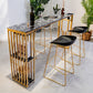 Faux Marble Bistro Table 2-shelf Rectangle Bar Height Cocktail Table with Metal Base Black Without Chairs Clearhalo 'Bar Furniture' 'Bar Tables' 'bar_tables' 'furn' 'furn_bar_tables' 'Furniture' 'Kitchen & Dining Furniture' 6162435