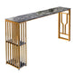 Faux Marble Bistro Table 2-shelf Rectangle Bar Height Cocktail Table with Metal Base Clearhalo 'Bar Furniture' 'Bar Tables' 'bar_tables' 'furn' 'furn_bar_tables' 'Furniture' 'Kitchen & Dining Furniture' 6162436
