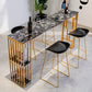 Faux Marble Bistro Table 2-shelf Rectangle Bar Height Cocktail Table with Metal Base Clearhalo 'Bar Furniture' 'Bar Tables' 'bar_tables' 'furn' 'furn_bar_tables' 'Furniture' 'Kitchen & Dining Furniture' 6162439