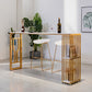 Faux Marble Bistro Table 2-shelf Rectangle Bar Height Cocktail Table with Metal Base Clearhalo 'Bar Furniture' 'Bar Tables' 'bar_tables' 'furn' 'furn_bar_tables' 'Furniture' 'Kitchen & Dining Furniture' 6162443