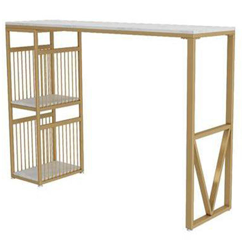 Rectangle Pedestal Bar Table Faux Marble Bar Height Pub Table with Shelves Clearhalo 'Bar Furniture' 'Bar Tables' 'bar_tables' 'furn' 'furn_bar_tables' 'Furniture' 'Kitchen & Dining Furniture' 6162466