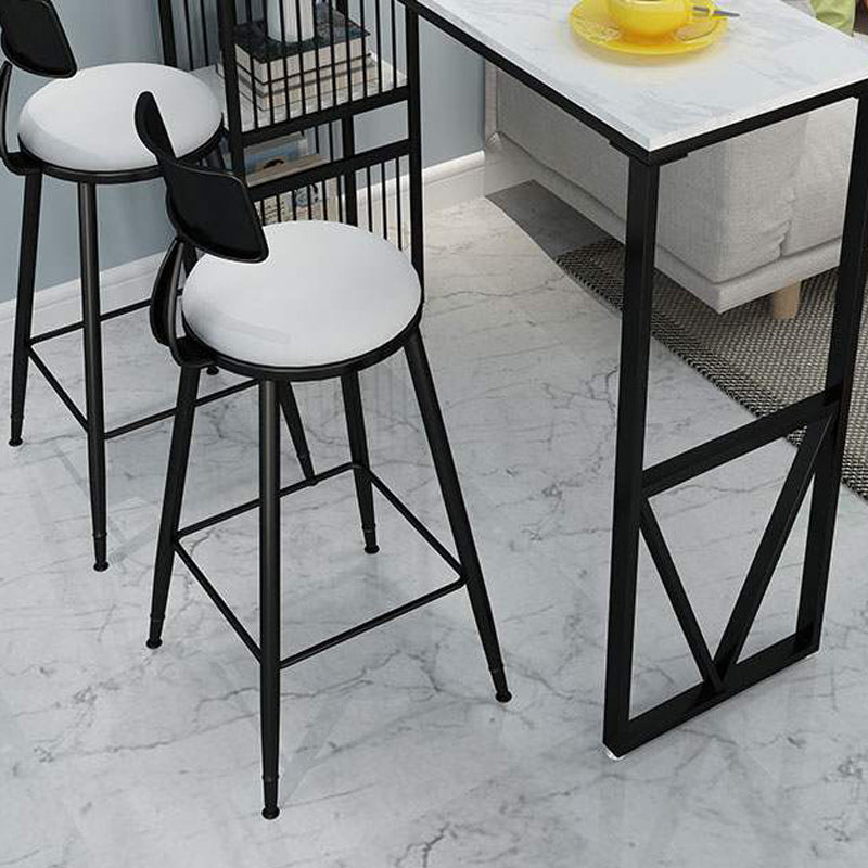 Rectangle Pedestal Bar Table Faux Marble Bar Height Pub Table with Shelves Clearhalo 'Bar Furniture' 'Bar Tables' 'bar_tables' 'furn' 'furn_bar_tables' 'Furniture' 'Kitchen & Dining Furniture' 6162468