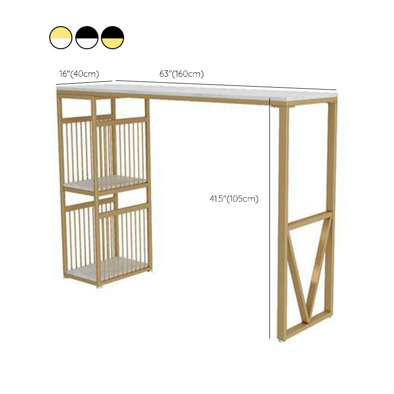 Rectangle Pedestal Bar Table Faux Marble Bar Height Pub Table with Shelves Clearhalo 'Bar Furniture' 'Bar Tables' 'bar_tables' 'furn' 'furn_bar_tables' 'Furniture' 'Kitchen & Dining Furniture' 6162473