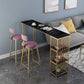 Glam Rectangle Pub Table 3-shelf Faux Marble Bar Height Table with Metal Base Black Without Chairs Clearhalo 'Bar Furniture' 'Bar Tables' 'bar_tables' 'furn' 'furn_bar_tables' 'Furniture' 'Kitchen & Dining Furniture' 6162476
