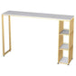Glam Rectangle Pub Table 3-shelf Faux Marble Bar Height Table with Metal Base Clearhalo 'Bar Furniture' 'Bar Tables' 'bar_tables' 'furn' 'furn_bar_tables' 'Furniture' 'Kitchen & Dining Furniture' 6162480