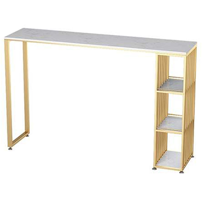 Glam Rectangle Pub Table 3-shelf Faux Marble Bar Height Table with Metal Base Clearhalo 'Bar Furniture' 'Bar Tables' 'bar_tables' 'furn' 'furn_bar_tables' 'Furniture' 'Kitchen & Dining Furniture' 6162480
