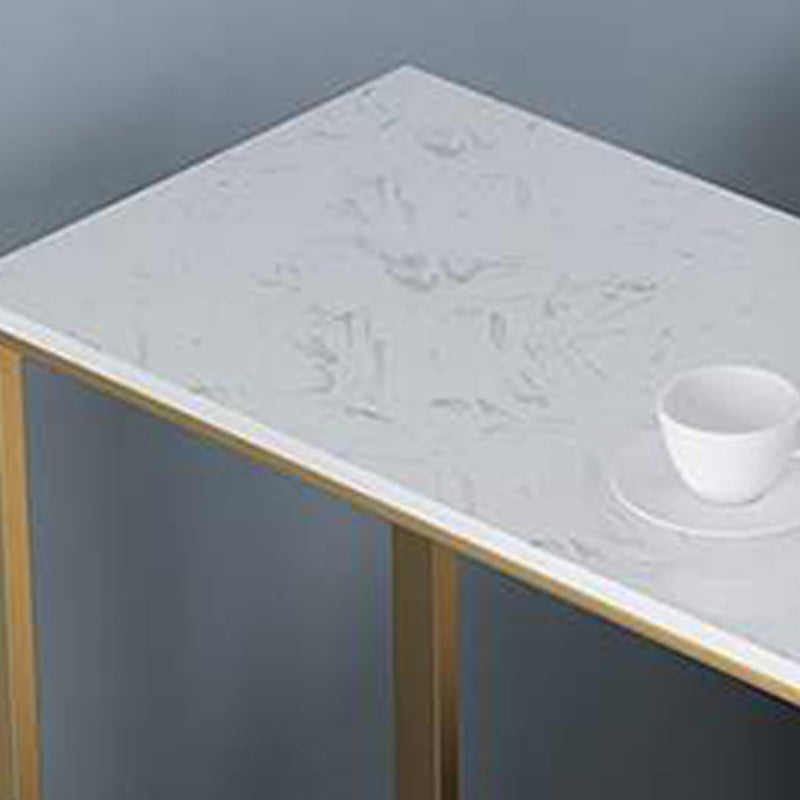 Glam Rectangle Pub Table 3-shelf Faux Marble Bar Height Table with Metal Base Clearhalo 'Bar Furniture' 'Bar Tables' 'bar_tables' 'furn' 'furn_bar_tables' 'Furniture' 'Kitchen & Dining Furniture' 6162481