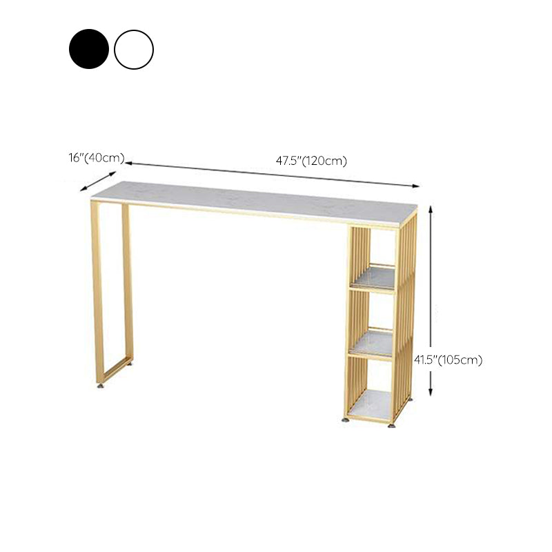 Glam Rectangle Pub Table 3-shelf Faux Marble Bar Height Table with Metal Base Clearhalo 'Bar Furniture' 'Bar Tables' 'bar_tables' 'furn' 'furn_bar_tables' 'Furniture' 'Kitchen & Dining Furniture' 6162486