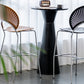 Contemporary Round Bar Height Table Metal Base Bar Table in Black and White 19.7"L x 19.7"W x 40.9"H Black Wood Clearhalo 'Bar Furniture' 'Bar Tables' 'bar_tables' 'furn' 'furn_bar_tables' 'Furniture' 'Kitchen & Dining Furniture' 6162518