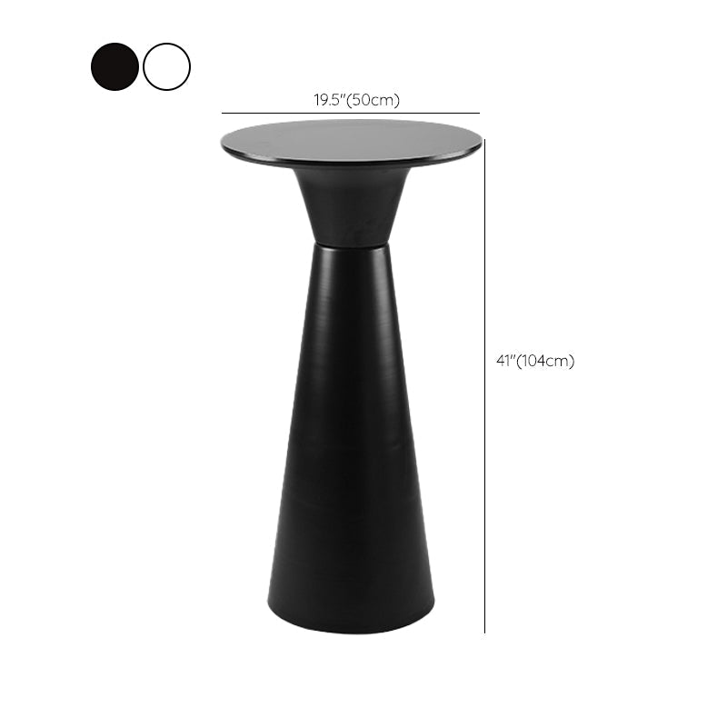 Contemporary Round Bar Height Table Metal Base Bar Table in Black and White Clearhalo 'Bar Furniture' 'Bar Tables' 'bar_tables' 'furn' 'furn_bar_tables' 'Furniture' 'Kitchen & Dining Furniture' 6162532