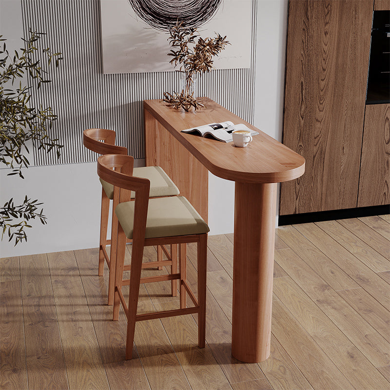 Mesa de bar con pedestal doble, mesa de comedor industrial de madera maciza de pino para sala de estar