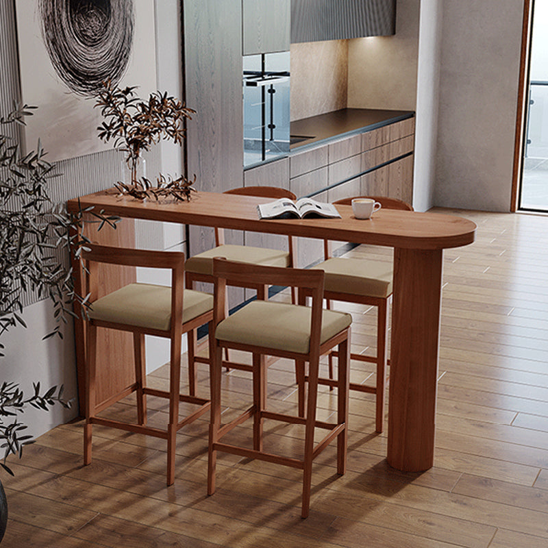 Mesa de bar con pedestal doble, mesa de comedor industrial de madera maciza de pino para sala de estar
