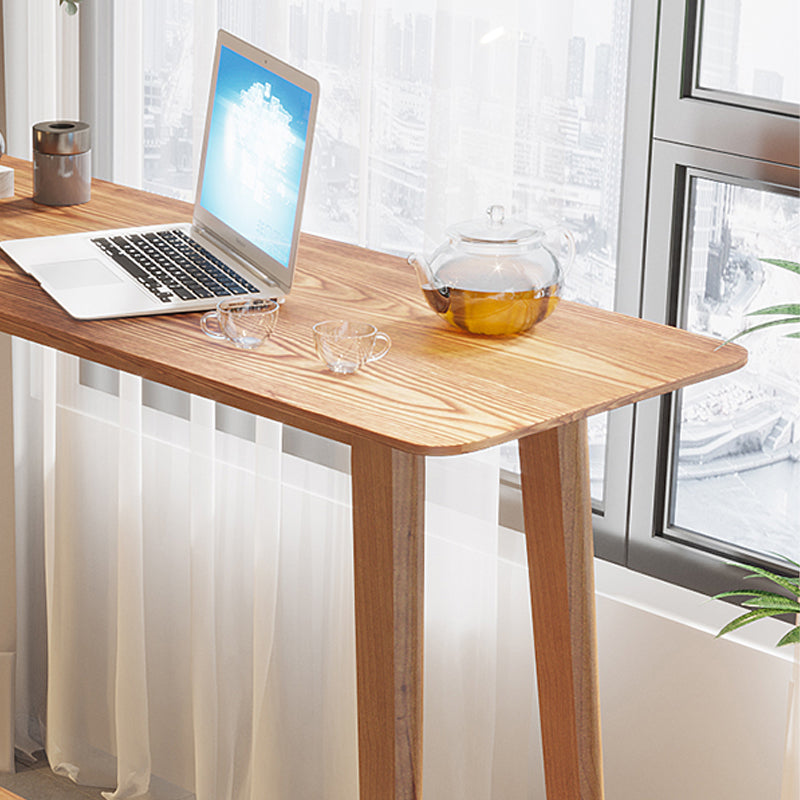 Trestle Base Bar Table Industrial Solid Wood Bar Dining Table with Footrest