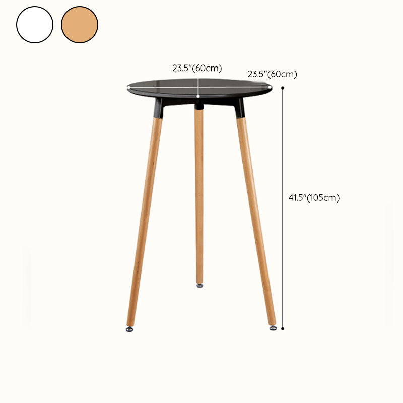 Beech Solid Wood Legs Bar Table Glam Round and Square Bar Table