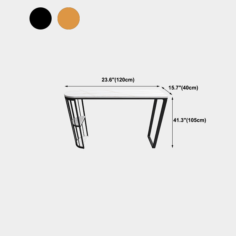 Table de salle à manger Table de bar moderne en pierre frittée blanche avec étagère de rangement