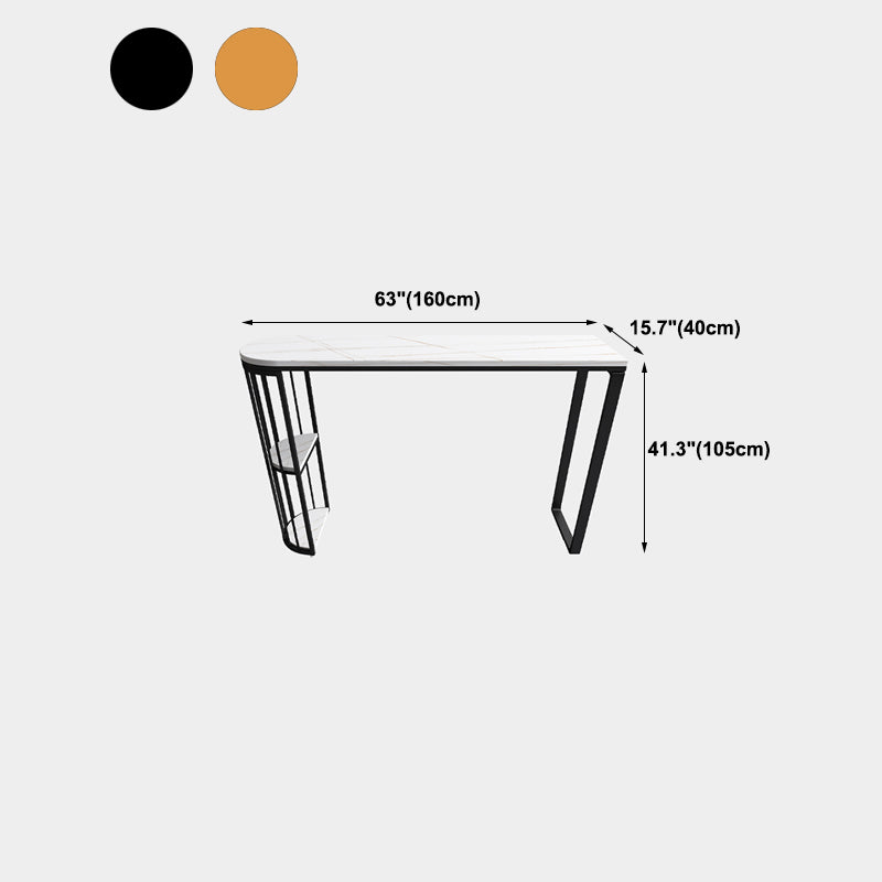 Table de salle à manger Table de bar moderne en pierre frittée blanche avec étagère de rangement