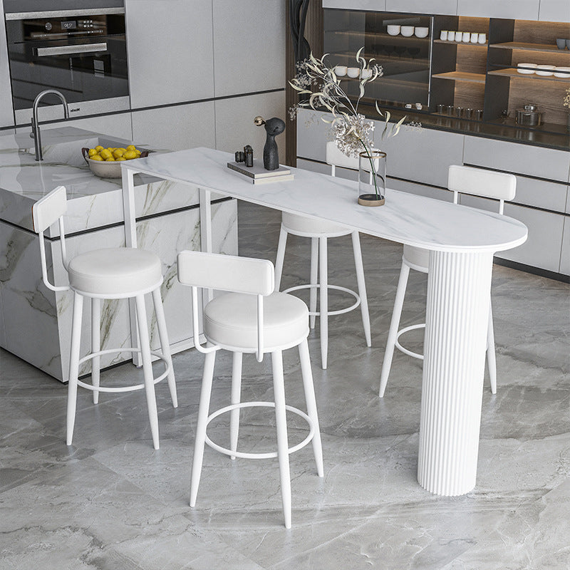 Modern Bar Table Sintered Stone Dining Table for Kitchen Living Room Coffee Room 63"L x 15.7"W x 41.3"H White White Clearhalo 'Bar Furniture' 'Bar Tables' 'bar_tables' 'furn' 'furn_bar_tables' 'Furniture' 'Kitchen & Dining Furniture' 6162683