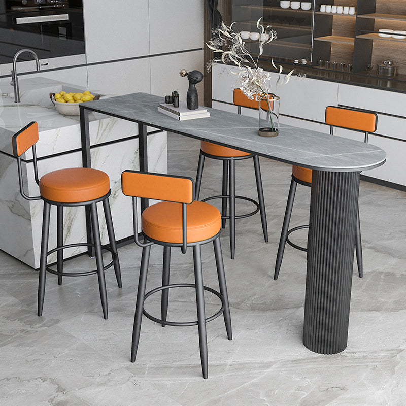 Modern Bar Table Sintered Stone Dining Table for Kitchen Living Room Coffee Room 63"L x 15.7"W x 41.3"H Black Gray Clearhalo 'Bar Furniture' 'Bar Tables' 'bar_tables' 'furn' 'furn_bar_tables' 'Furniture' 'Kitchen & Dining Furniture' 6162688