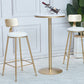 Round Bar Table Gold and Metal Base Bar Table for Kitchen Living Room Coffee Room 21.7"L x 21.7"W x 41.3"H White Without Chairs Clearhalo 'Bar Furniture' 'Bar Tables' 'bar_tables' 'furn' 'furn_bar_tables' 'Furniture' 'Kitchen & Dining Furniture' 6162699