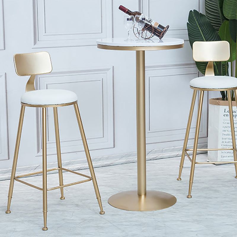 Round Bar Table Gold and Metal Base Bar Table for Kitchen Living Room Coffee Room 21.7"L x 21.7"W x 41.3"H White Without Chairs Clearhalo 'Bar Furniture' 'Bar Tables' 'bar_tables' 'furn' 'furn_bar_tables' 'Furniture' 'Kitchen & Dining Furniture' 6162699