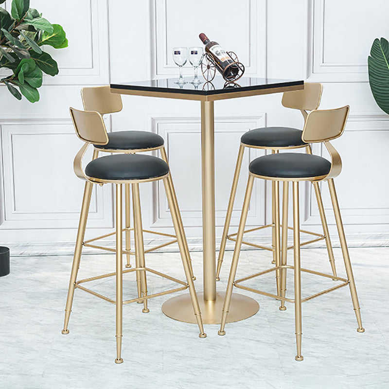 Round Bar Table Gold and Metal Base Bar Table for Kitchen Living Room Coffee Room 23.6"L x 23.6"W x 37.4"H Black Without Chairs Clearhalo 'Bar Furniture' 'Bar Tables' 'bar_tables' 'furn' 'furn_bar_tables' 'Furniture' 'Kitchen & Dining Furniture' 6162700