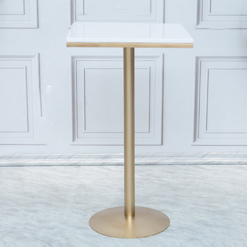 Round Bar Table Gold and Metal Base Bar Table for Kitchen Living Room Coffee Room 23.6"L x 23.6"W x 37.4"H White Without Chairs Clearhalo 'Bar Furniture' 'Bar Tables' 'bar_tables' 'furn' 'furn_bar_tables' 'Furniture' 'Kitchen & Dining Furniture' 6162707