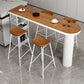 Specialty Wooden Bar Table 3-shelf Bar Height Pub Table with Metal Pedestal Natural Without Chairs Clearhalo 'Bar Furniture' 'Bar Tables' 'bar_tables' 'furn' 'furn_bar_tables' 'Furniture' 'Kitchen & Dining Furniture' 6162731