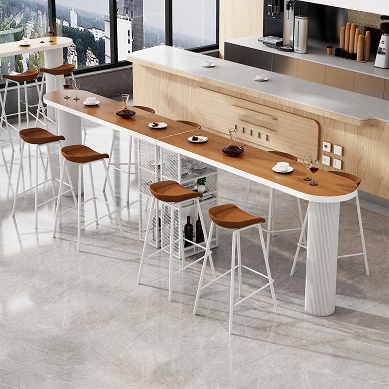 Specialty Wooden Bar Table 3-shelf Bar Height Pub Table with Metal Pedestal Clearhalo 'Bar Furniture' 'Bar Tables' 'bar_tables' 'furn' 'furn_bar_tables' 'Furniture' 'Kitchen & Dining Furniture' 6162732