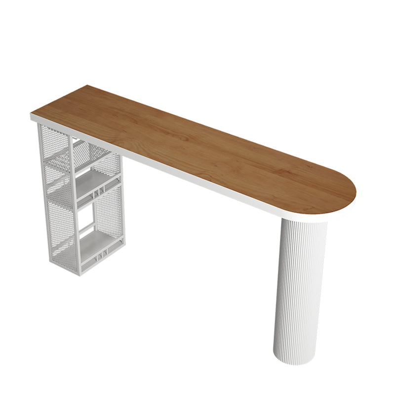 Specialty Wooden Bar Table 3-shelf Bar Height Pub Table with Metal Pedestal Clearhalo 'Bar Furniture' 'Bar Tables' 'bar_tables' 'furn' 'furn_bar_tables' 'Furniture' 'Kitchen & Dining Furniture' 6162735