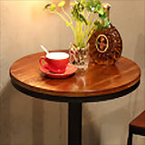 茶色の工業用パブテーブルソリッドウッドペデスタルラウンドバーテー​​ブル