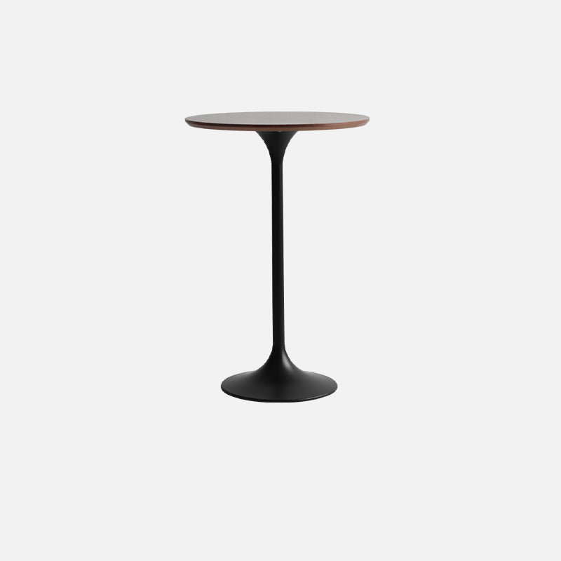 Contemporary Round Bar Height Table Metal Pedestal Bar Table for Cafe and Breakroom Solid Wood Walnut Clearhalo 'Bar Furniture' 'Bar Tables' 'bar_tables' 'furn' 'furn_bar_tables' 'Furniture' 'Kitchen & Dining Furniture' 6162797