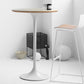 Contemporary Round Bar Height Table Metal Pedestal Bar Table for Cafe and Breakroom 27.6"L x 27.6"W x 41.3"H Solid Wood Natural Clearhalo 'Bar Furniture' 'Bar Tables' 'bar_tables' 'furn' 'furn_bar_tables' 'Furniture' 'Kitchen & Dining Furniture' 6162799