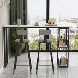 White Sintered Stone Bar Table Modern Dining Table with Storage Shelves