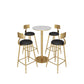 Mesa de comedor de bar de mármol sintético, mesa de vino con base de pedestal de metal