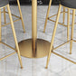 Mesa de comedor de bar de mármol sintético, mesa de vino con base de pedestal de metal