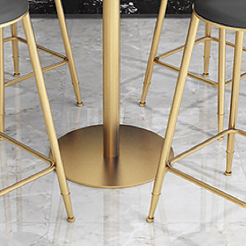 Mesa de comedor de bar de mármol sintético, mesa de vino con base de pedestal de metal