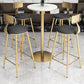 Mesa de comedor de bar de mármol sintético, mesa de vino con base de pedestal de metal