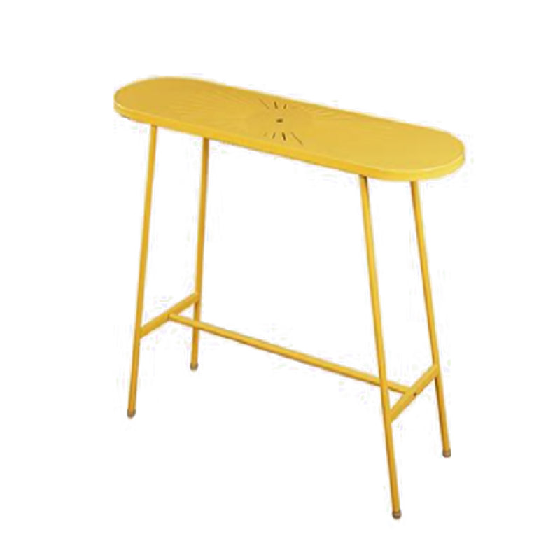 Modern Oval Pub Table Metal Bar Height Table with Footrest for Outdoor Yellow Without Chairs Clearhalo 'Bar Furniture' 'Bar Tables' 'bar_tables' 'furn' 'furn_bar_tables' 'Furniture' 'Kitchen & Dining Furniture' 6162881